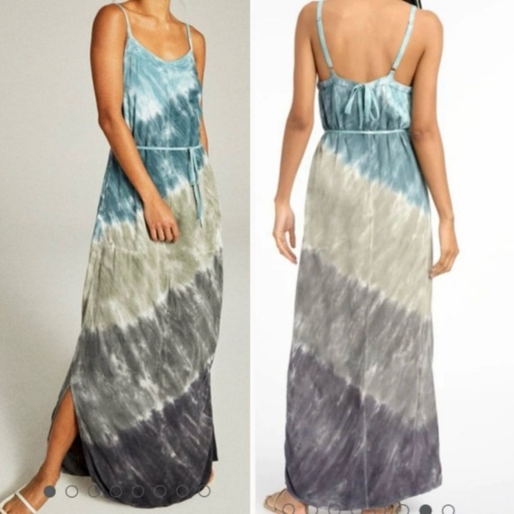 Splendid Anya Maxi Dress Womens M Tie Dye Spaghetti Strap Viscose Pockets V Neck - Picture 1 of 16